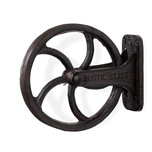 Rustic State Halat Cast Iron Vintage Industrial Wheel Farmhouse Wall Mount Pulley 6.75 Inch Diameter for Custom Make Lamp Pendant Fixtures Black - Image 1