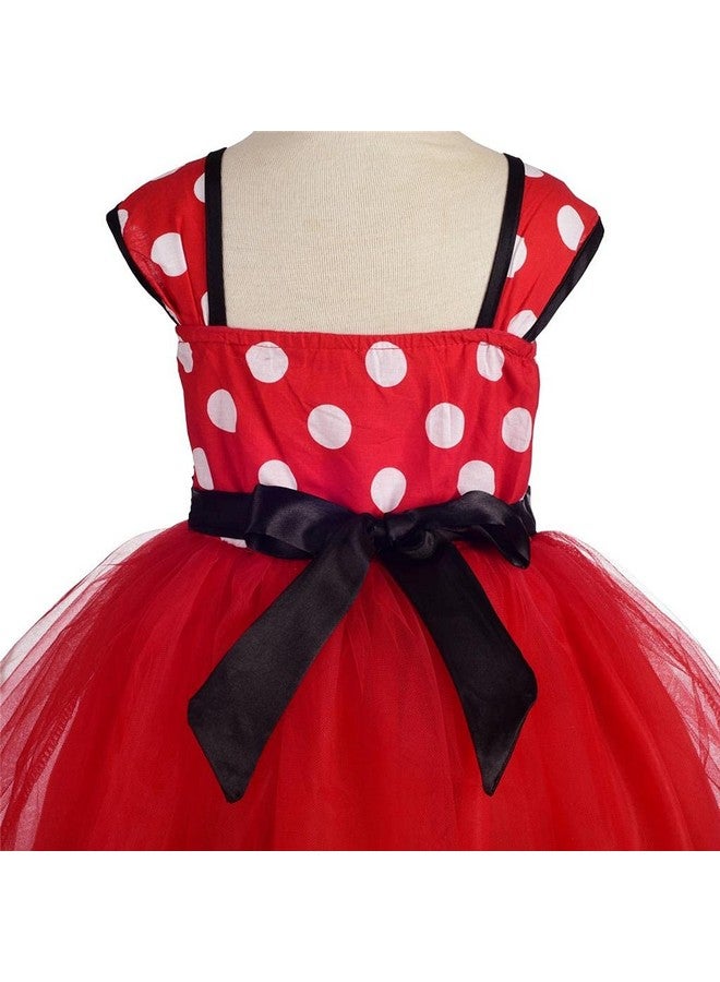 Dressy Daisy Polyester Toddler Girl Polka Dots Fancy Dress Up Costume Birthday Party Tulle Dresses With Headband Size 5-6 Red 203 - Image 5