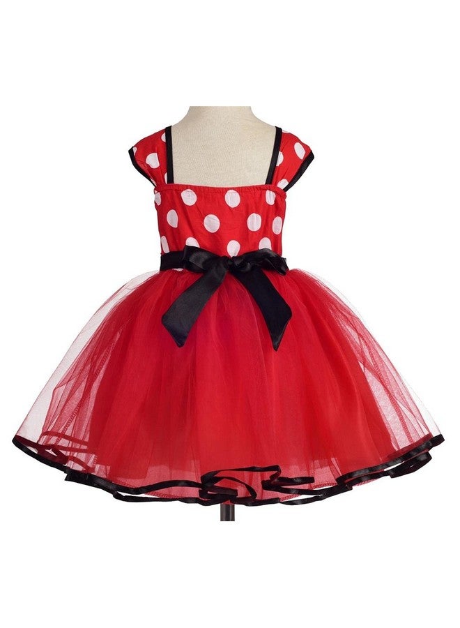 Dressy Daisy Polyester Toddler Girl Polka Dots Fancy Dress Up Costume Birthday Party Tulle Dresses With Headband Size 5-6 Red 203 - Image 2