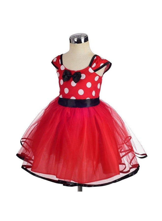 Dressy Daisy Polyester Toddler Girl Polka Dots Fancy Dress Up Costume Birthday Party Tulle Dresses With Headband Size 5-6 Red 203 - Image 3