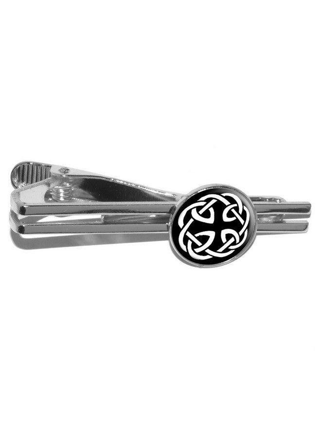 Celtic Knot Round Tie Bar Clip Clasp Tack Silver
