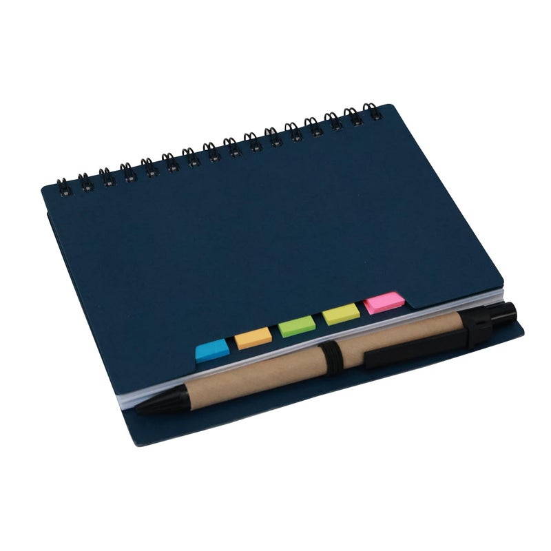 Spiral Notebook Hardcover with Sticky Notes and Pen - Blue - Image 4