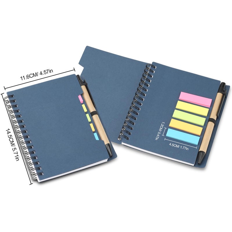 Spiral Notebook Hardcover with Sticky Notes and Pen - Blue - Image 1