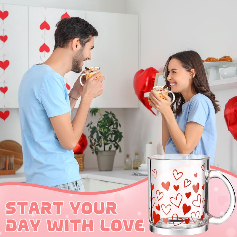 Maxcheck 6 Pack 12 oz Valentines Day Heart Coffee Mugs Glass Cups Love Drinking Glasses for Galentine's Day Party Supplies Gifts - Image 5