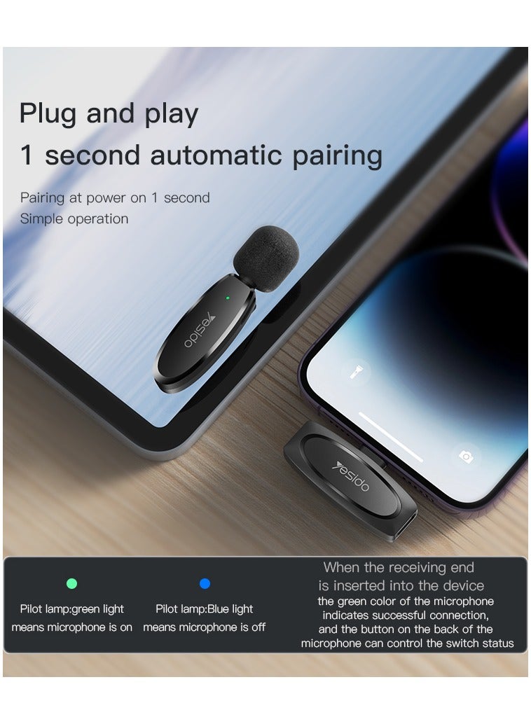 Yesido Wireless Microphone KR15, Portable 360-Degree Sound Pickup, Type-C With IP Transmission, Dual Transmission Ports, 2-in-1. - Image 2