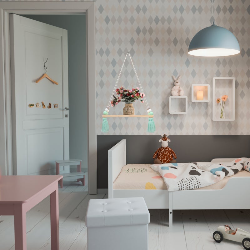 🏠 رف خشبي معلق للديكور يحمل الكتب والنباتات بتصميم متين بأسلوب بوهيمي - Image 4