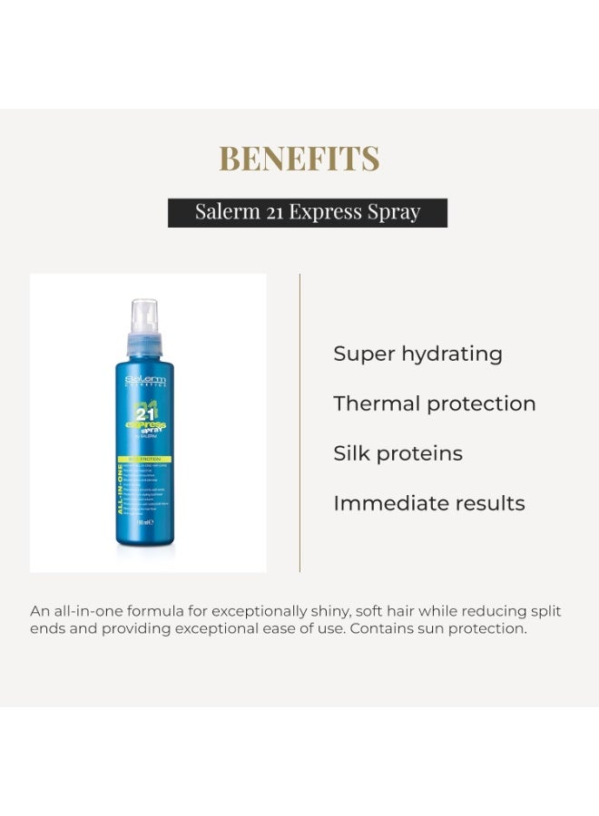SALERM - Leave-In Mask 21 Express Spray - 190 ml - with Silk Protein - Repairs Damaged Hair - Hydrates Hair - with Heat Protector for Hair - Frizz Control - Image 2