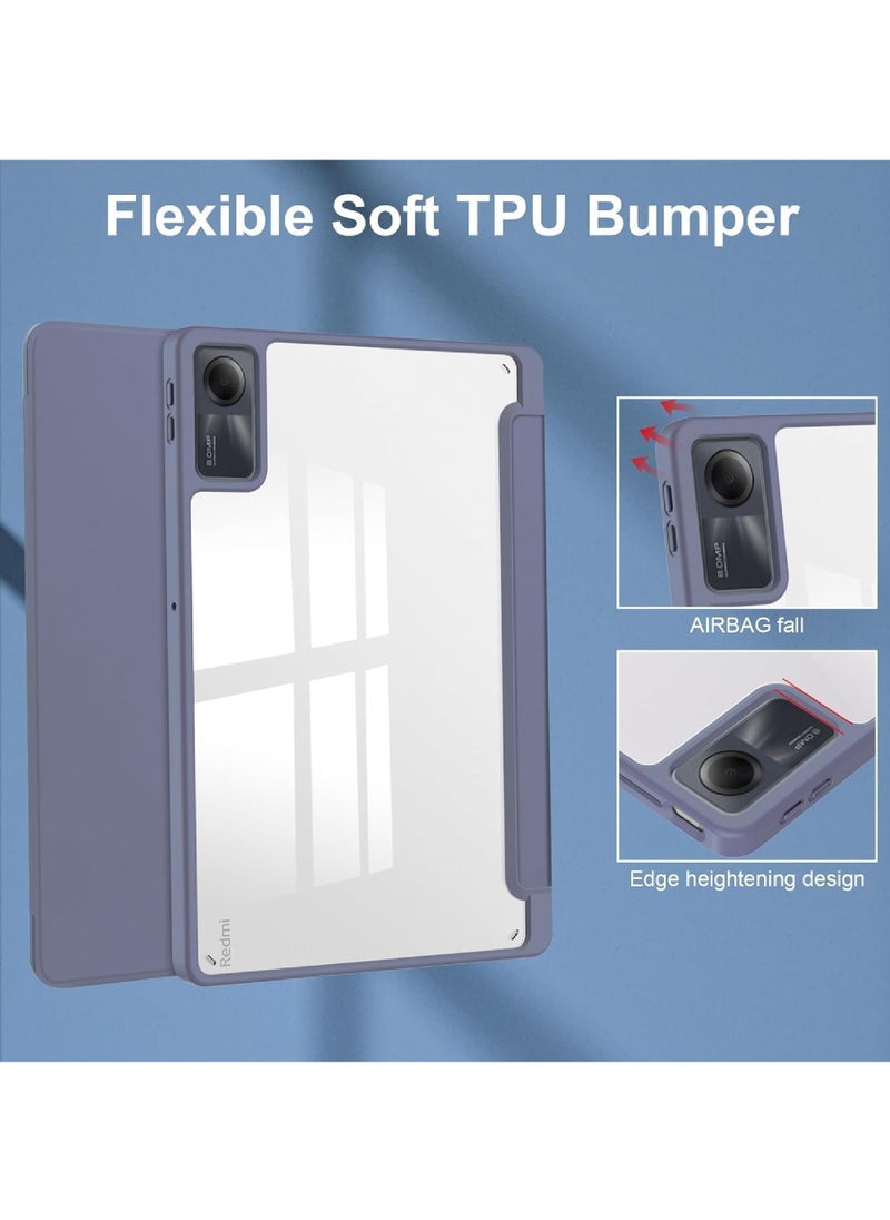 Captaintech Case for Xiaomi Redmi Pad SE 11.0 Inch Released 2023 Smart Slim Folio Stand Auto Sleep/Wake Cover with Pencil Slot Clear Transparent Back Shell - Image 3