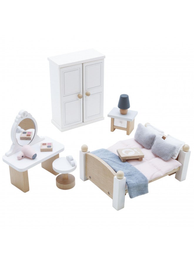 Le Toy Van - Wooden Daisylane Master Bedroom Dolls House | Accessories Play Set For Dolls Houses | Girls and Boys Dolls House Furniture Sets - Suitable For Ages 3+, ME057, Small - Image 1