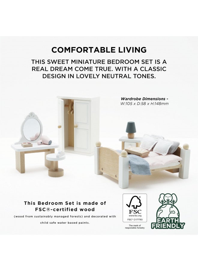 Le Toy Van - Wooden Daisylane Master Bedroom Dolls House | Accessories Play Set For Dolls Houses | Girls and Boys Dolls House Furniture Sets - Suitable For Ages 3+, ME057, Small - Image 4