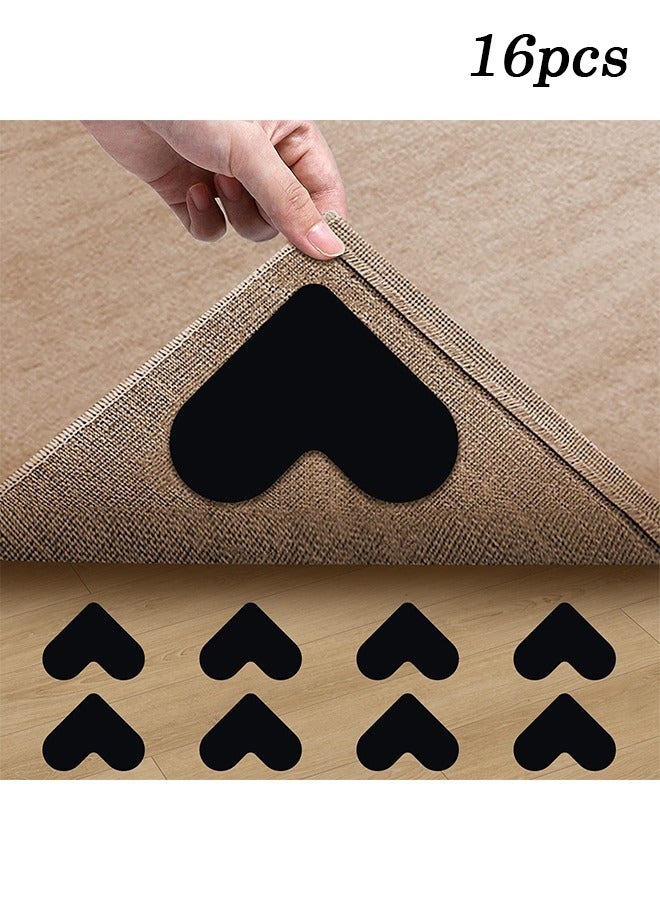 مشابك سجاد (١٦ قطعة)، تمنع تجعد السجاد، مع مانع انزلاق مزدوج الجوانب (شكل قلب) - Image 1