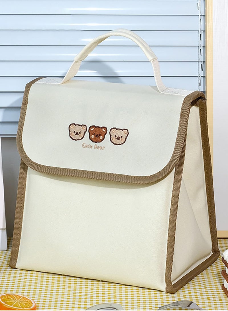 Excefore Stylish and roomy lunch bag set, perfect for work, school, picnics and travel, includes cutlery and insulated tote, three little bears - Image 2