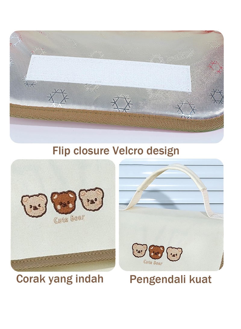 Excefore Stylish and roomy lunch bag set, perfect for work, school, picnics and travel, includes cutlery and insulated tote, three little bears - Image 3