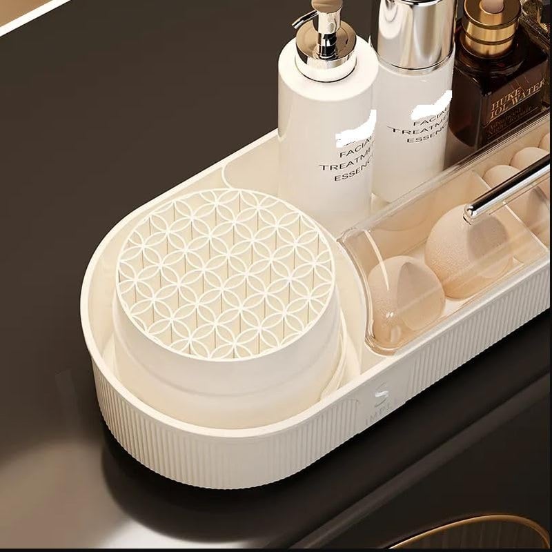 Crobat Large Capacity 360 Degree Rotating Plastic MakeUp Organizer Standing Type Tabletop Cosmetic Storage Rack for Sundries - Image 4