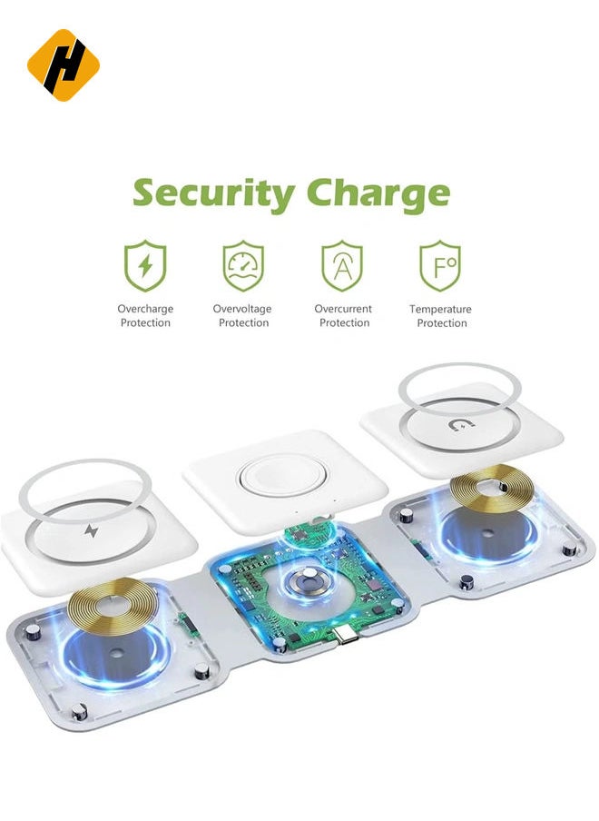 HuHa 3 in 1 Wireless Charger, Foldable Magnetic Charger Station, 18W Fast Wireless Charging Pad, Compatible with iPhone 14/13/12/11, Samsung Galaxy, AirPods, Google Pixel, Apple Watch  - Image 5