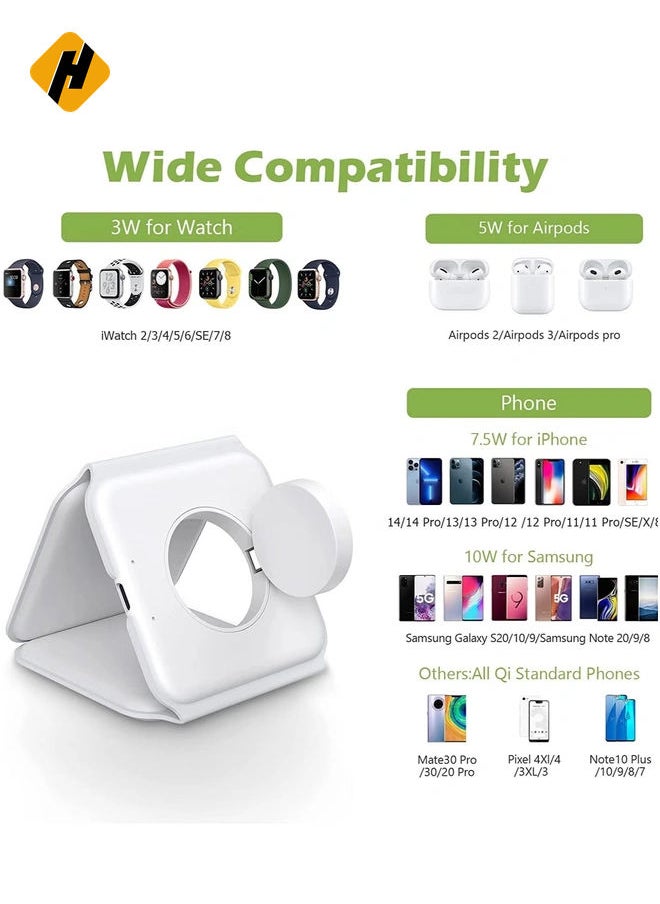 HuHa 3 in 1 Wireless Charger, Foldable Magnetic Charger Station, 18W Fast Wireless Charging Pad, Compatible with iPhone 14/13/12/11, Samsung Galaxy, AirPods, Google Pixel, Apple Watch  - Image 3
