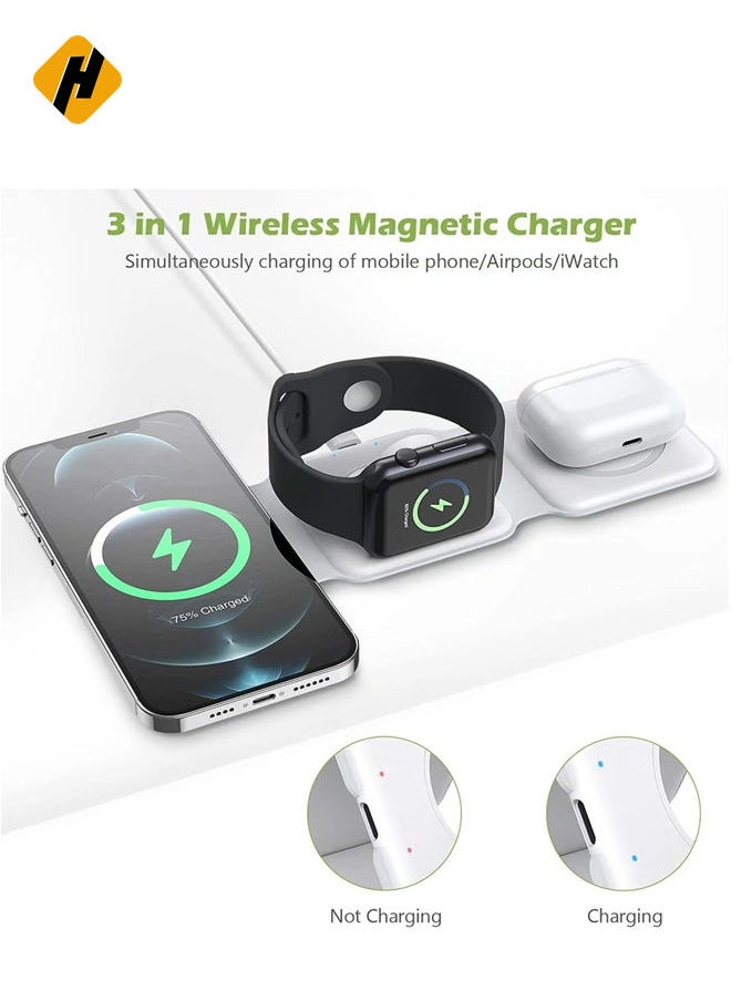 HuHa 3 in 1 Wireless Charger, Foldable Magnetic Charger Station, 18W Fast Wireless Charging Pad, Compatible with iPhone 14/13/12/11, Samsung Galaxy, AirPods, Google Pixel, Apple Watch  - Image 4