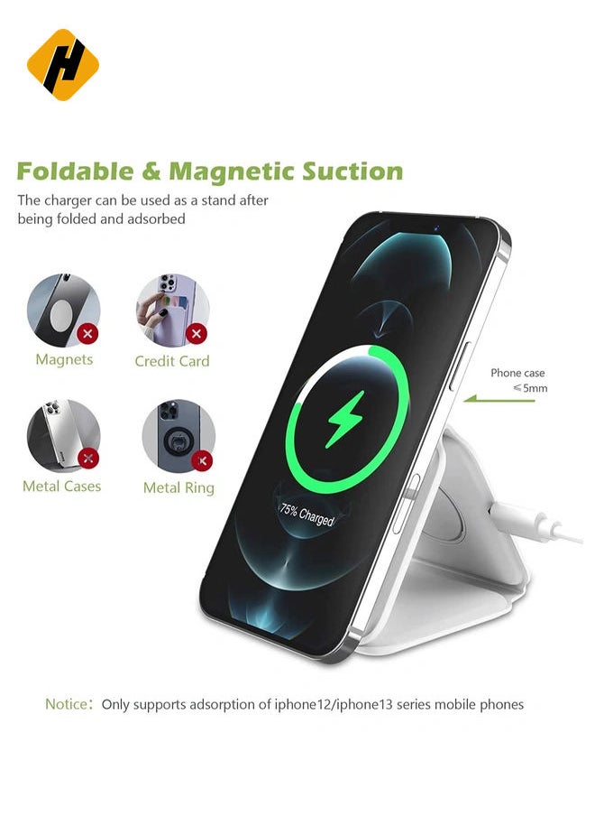 HuHa 3 in 1 Wireless Charger, Foldable Magnetic Charger Station, 18W Fast Wireless Charging Pad, Compatible with iPhone 14/13/12/11, Samsung Galaxy, AirPods, Google Pixel, Apple Watch  - Image 2