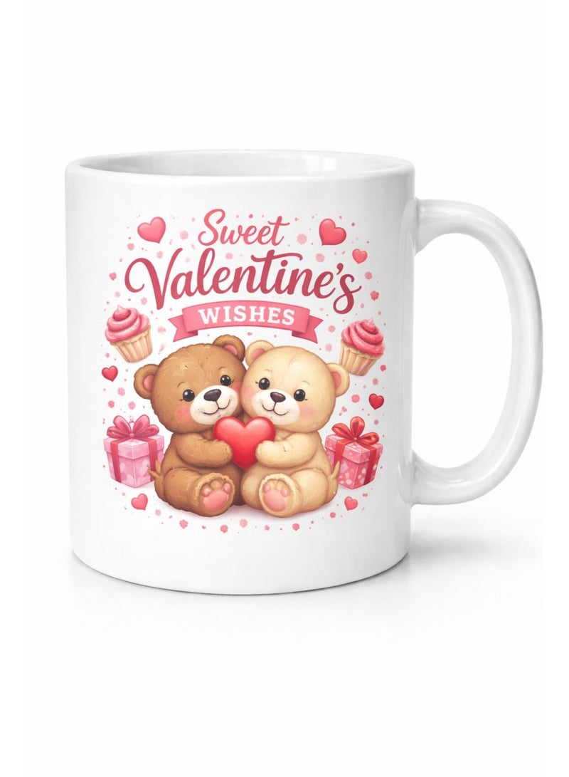 ميلز كوب سيراميك مطبوع عليه صورة دب تيدي مع أمنيات عيد الحب - Image 1