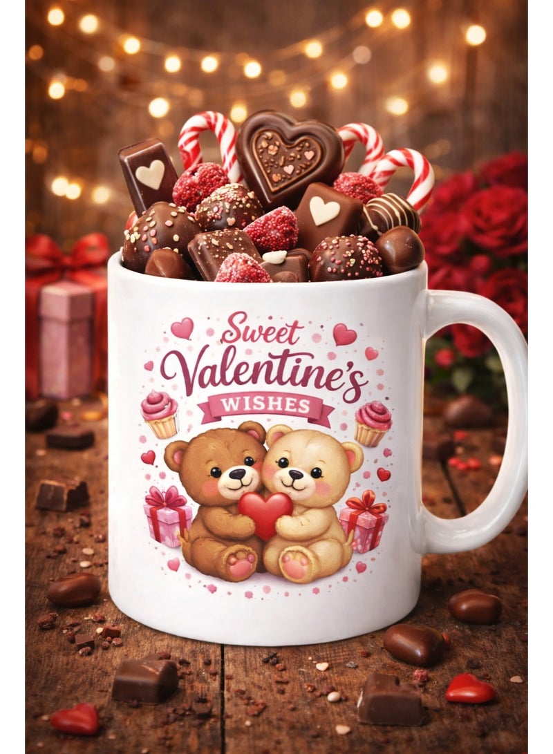 ميلز كوب سيراميك مطبوع عليه صورة دب تيدي مع أمنيات عيد الحب - Image 2