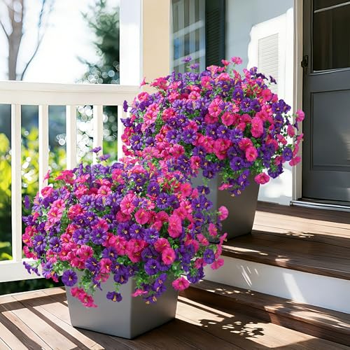 Ivydale 24 Bundles Artificial Flowers for Outdoors Summer Porch Decor, Faux Petunias Plants Outdoor Fake Bulk Realistic UV Resistant Silk Flowers for Outside Planters Patio Window Garden Yard Home - Image 2