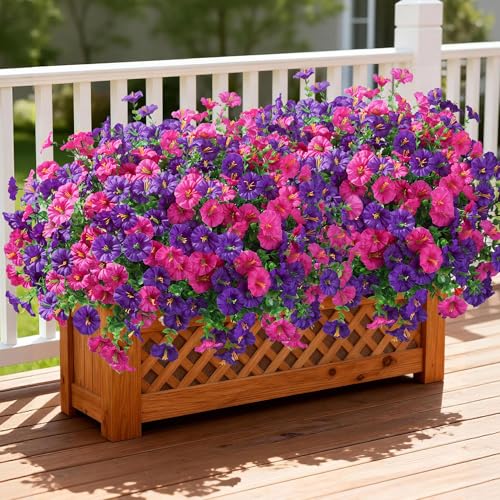 Ivydale 24 Bundles Artificial Flowers for Outdoors Summer Porch Decor, Faux Petunias Plants Outdoor Fake Bulk Realistic UV Resistant Silk Flowers for Outside Planters Patio Window Garden Yard Home - Image 5