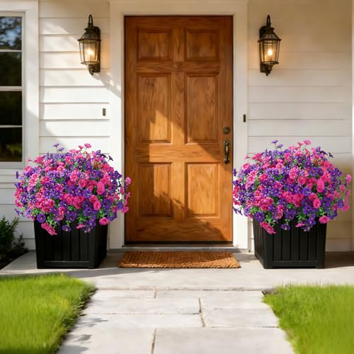 Ivydale 24 Bundles Artificial Flowers for Outdoors Summer Porch Decor, Faux Petunias Plants Outdoor Fake Bulk Realistic UV Resistant Silk Flowers for Outside Planters Patio Window Garden Yard Home - Image 3