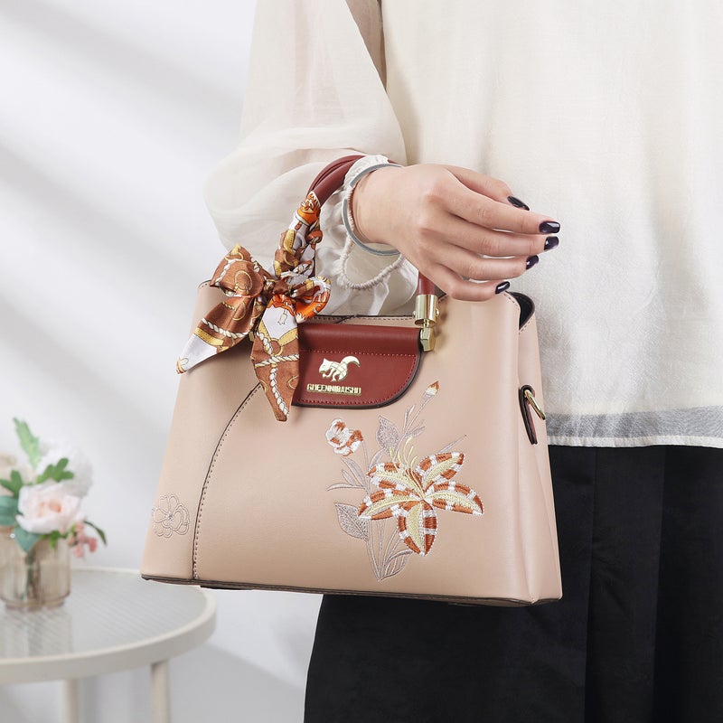 Embroidered Crossbody Bag For Ladies And Mothers Shoulder Bag Handbag Commuting High-End Large Capacity - Image 2