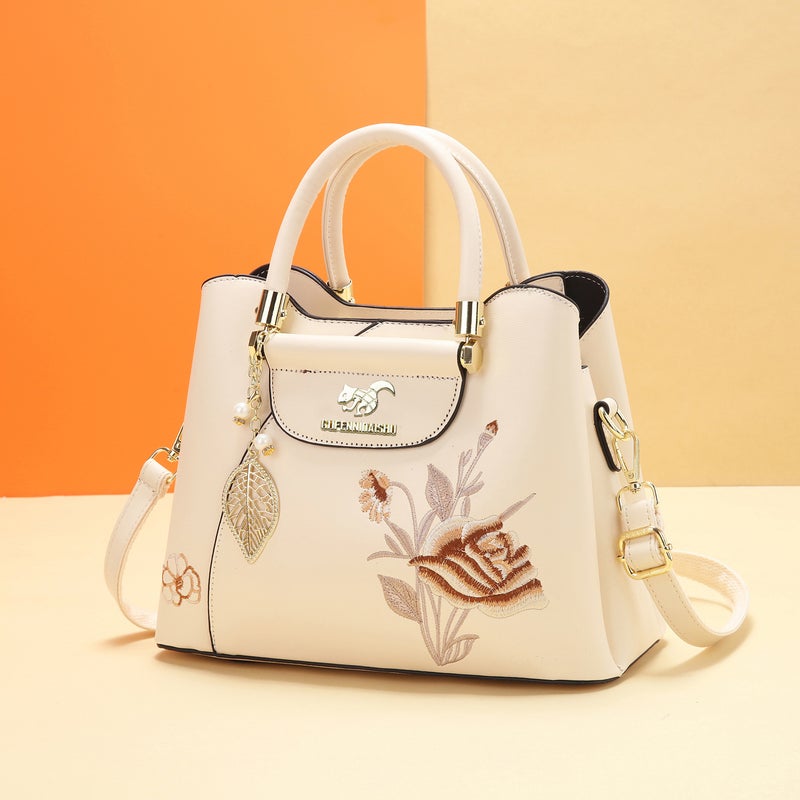 Embroidered Crossbody Bag For Ladies And Mothers Shoulder Bag Handbag Commuting High-End Large Capacity - Image 1