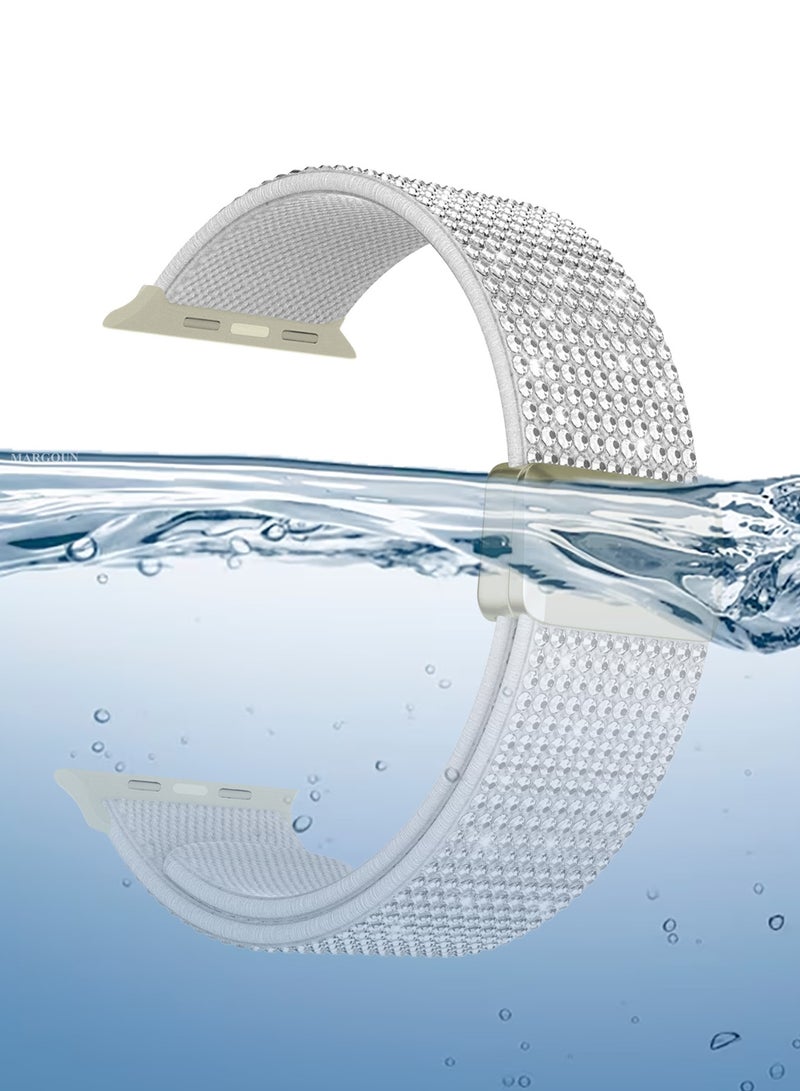 44mm/45mm/49mm Strap Band for Apple Watch Series 1-9, SE & Ultra - Rhinestone Sparkle Watch Band - White - Image 5