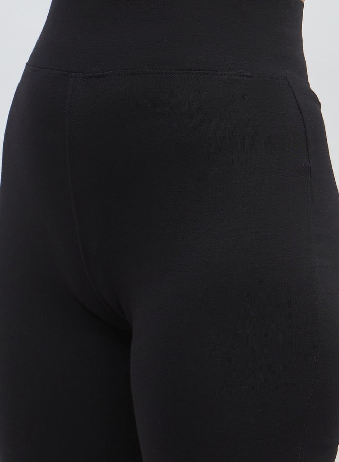 Styli Solid Cycling Shorts with Badge Details  - Image 4