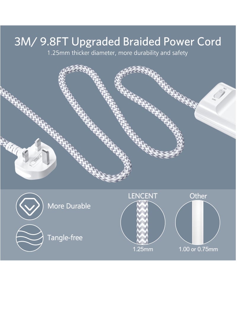 Lencent - LENCENT 3M Extension Lead with USB Slots,4 Way Outlets Power Strip with 4 USB Ports,Multi Power Plug Extension with 3M Braided Extension Cord for Home Office,3250W 13A - Image 1