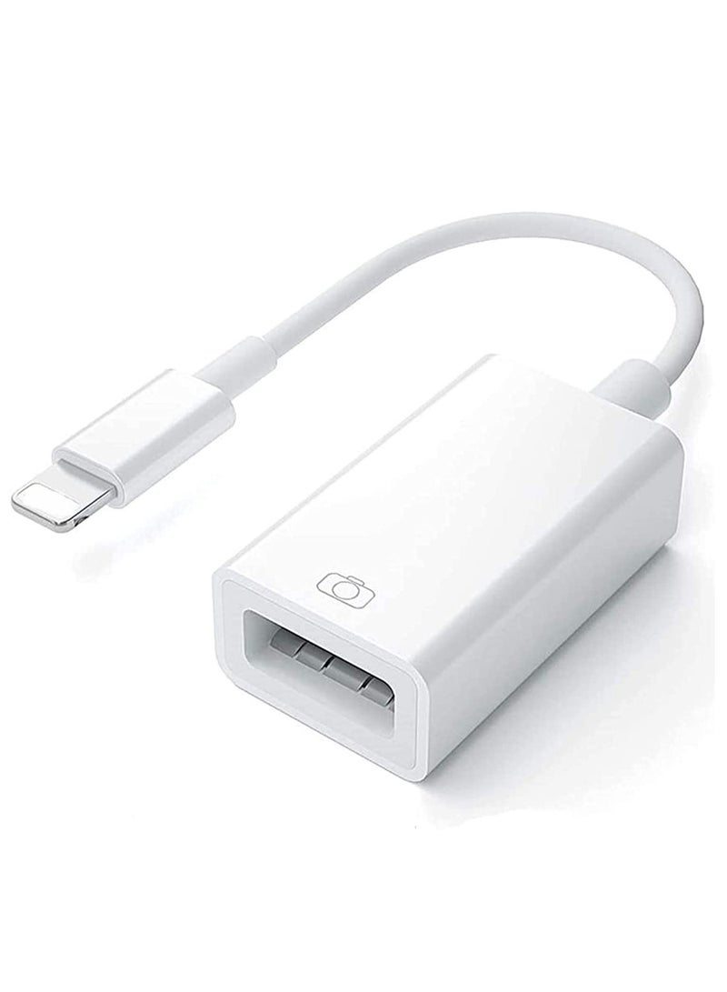 USB Camera Adapter, USB 3.0 OTG Cable for iPhone/iPad to Connect Card Reader, USB Flash Drive, U Disk, Keyboard, Mouse, Hubs, MIDI, Plug & Play - Image 1