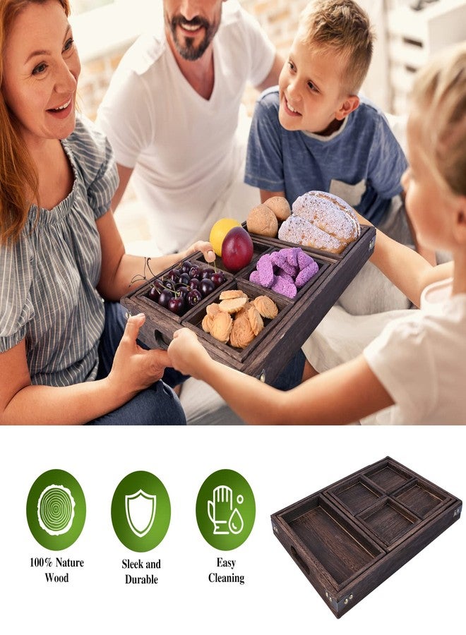 HooHcc Wood Serving Tray with Handles, Set of 7 Rectangular Wooden Nesting Multipurpose Trays, Decorative Serving Trays Platter for Breakfast in Bed, Lunch, Dinner, Patio, Ottoman, Coffee Table, Party - Image 4