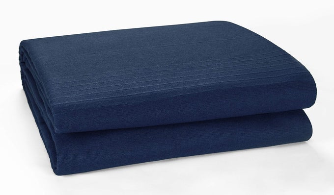 CLASSIC RIB COTTON THROW SOFA SETTEE BED THROW BEDSPREAD 250CM X 380CM 100 X 150 INCHES FITS 4 OR 5 SEATER SOFA OR SUPER KING SIZE BED NAVY BLUE