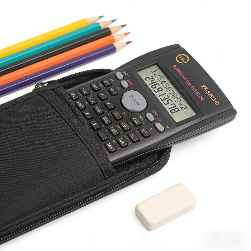 82MS Scientific Calculator Multifunctional Statistics Math Physics Chemistry Functions Exam Standard Model Durable Portable Design With Antislip Base Ergonomic Keys Pure Black - Image 5