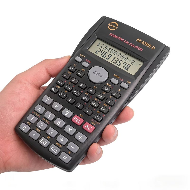 82MS Scientific Calculator Multifunctional Statistics Math Physics Chemistry Functions Exam Standard Model Durable Portable Design With Antislip Base Ergonomic Keys Pure Black - Image 4