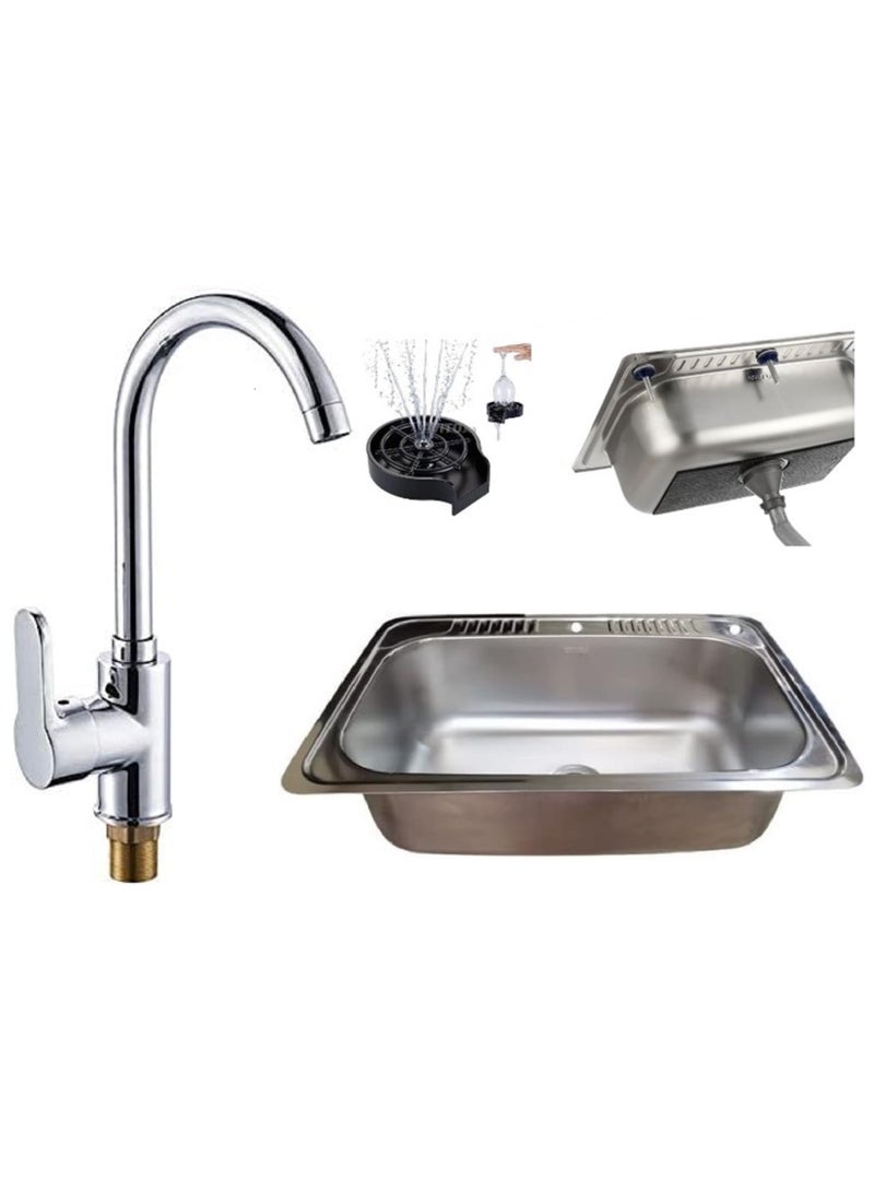 Shams Stainless steel sink, size 80 x 50 cm, including mixer, drainer and cup washer - Image 1