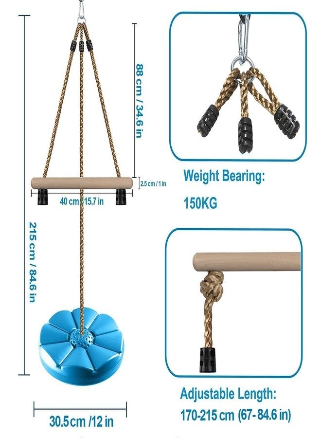 CHARMING TREASURES Monkey Bar Swing for Kids, Disc Swing for Kids, Swing Set Accessories, Tree Swing for Backyard, 7FT Height Adjustable Playground Accessories for Boys Girls Blue - Image 2
