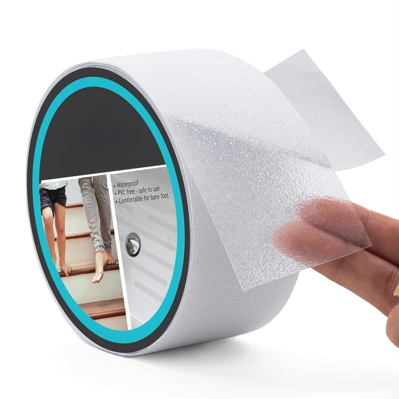 يُسلِّم شريط مانع للانزلاق، 5 أمتار × 10 سم، شريط مانع للانزلاق لتثبيته على أحواض الاستحمام والقوارب والسلالم، شفاف، ناعم، مريح للقدمين الحافيتين (اللون: شفاف) - Image 1