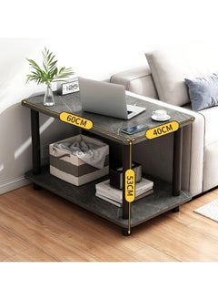 AUTOYSUR Coffee table,Tea Table,End Table 60x30x53cm,Wood Sofa Table,Modern Minimalist Bedside Table with Storage Shelf,Rounded Corners,Coffee Table for Small Space,Bedroom, Living Room,Balcony (Black)  - Image 2