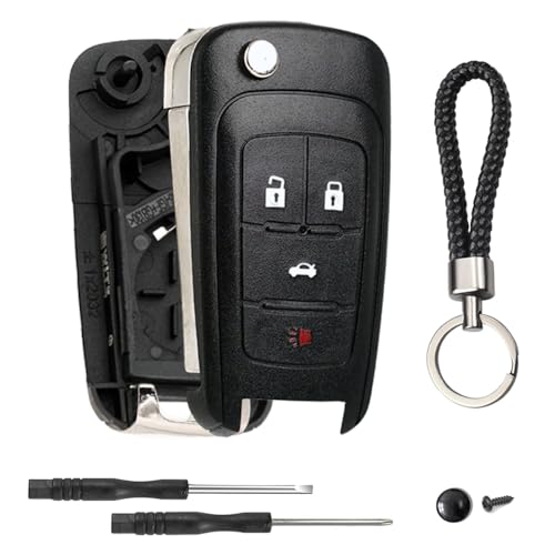 JJCHQ 4 Button Key Fob Keyless Entry Remote Shell Case Replacement for Chevy Cruze Equinox Camaro Impala Malibu Sonic Buick Regal Verano Encore Lacrosse GMC Terrain 2010 2011 2012 2013 2014 2015 2016-2021 - Image 1