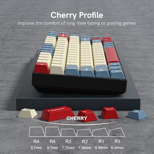 Klymra PBT Keycaps Set, Doubleshot 137 Key Caps,Cherry Profile Custom Keycap for 61/64/68/84/87/100/104/108 Mechanical Keyboard, Compatiability for 60 65 75 100 Percent Keyboads (White Blue Red) - Image 3