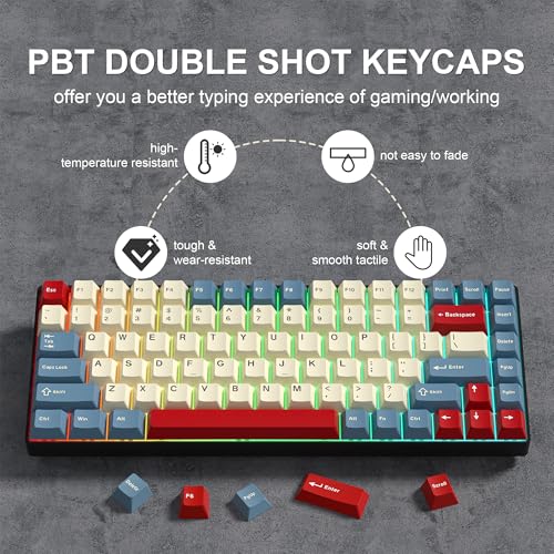 Klymra PBT Keycaps Set, Doubleshot 137 Key Caps,Cherry Profile Custom Keycap for 61/64/68/84/87/100/104/108 Mechanical Keyboard, Compatiability for 60 65 75 100 Percent Keyboads (White Blue Red) - Image 4