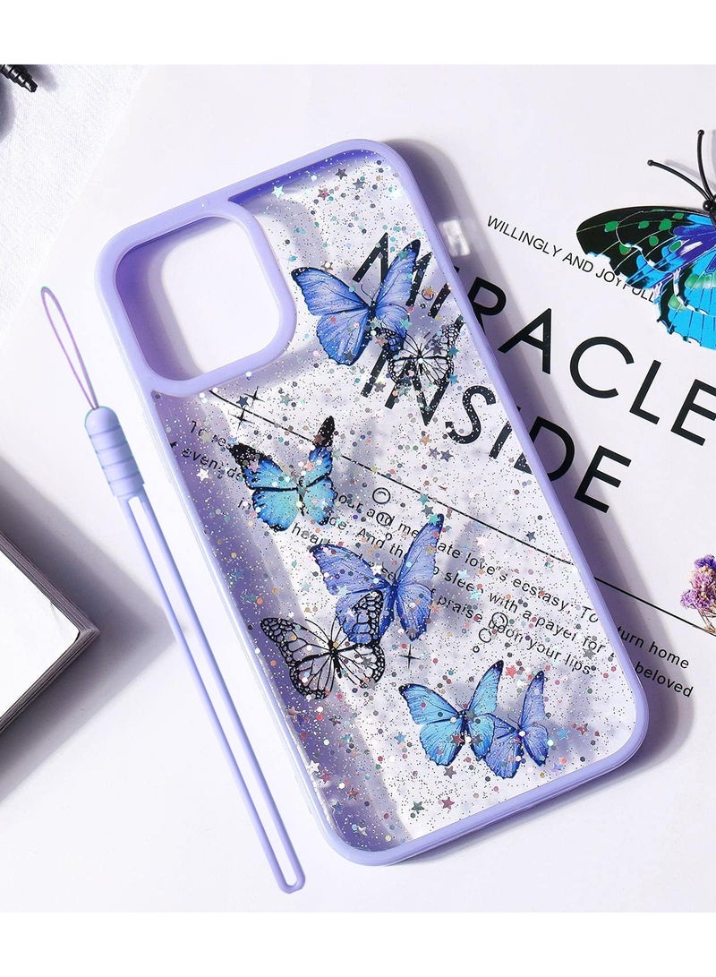 Color Fans For iPhone 13 Case Cute Glitter Phone Case for iPhone 14 with Butterfly Soft TPU Clear Sparkle - Image 1