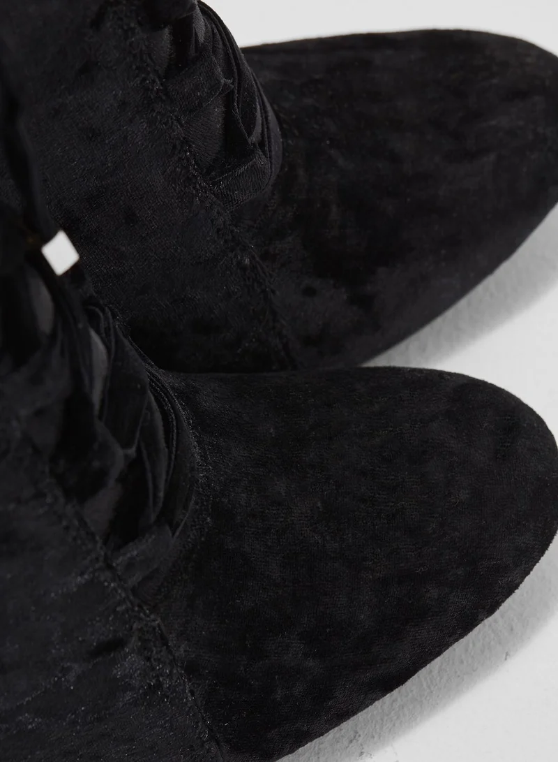 DOROTHY PERKINS Textured Lace Up Velvet Ankle Boots