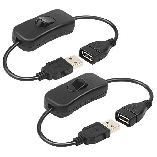 ELECTOP 2 Pack Male to Female USB Cable with On/Off Switch, USB Extension Inline Rocker Switch for Driving Recorder, LED Desk Lamp, USB Fan, LED Strips - Image 1