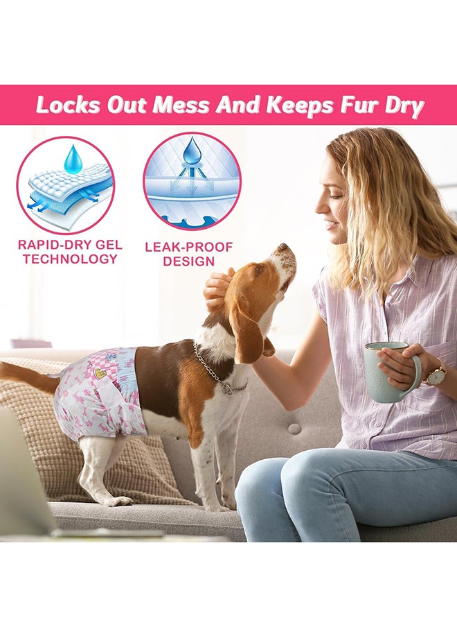 SKY-TOUCH - 10 pieces Dog Nappies Female,Disposable Dog Belly Bands for Female Dog,Super Absorbent & 360°Leakage Protection,Preventing Dogs from Marking and Urinating in the Room,M,Pink - Image 1