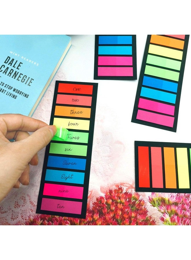 NANASO 1200Pcs Colored Page Markers6 Sets Fluorescent Sticky Tabs In 10 Primary Colorsneon Sticky Notes Flagswaterproof Writable Translucent Page Flags For Booksbookmarksnotebookremoves Cleanly - Image 3