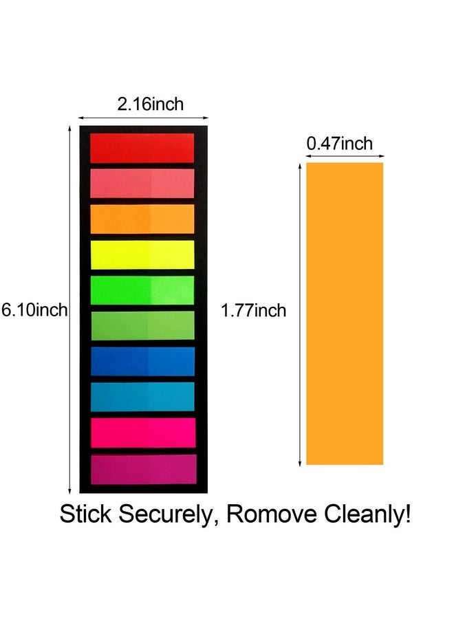NANASO 1200Pcs Colored Page Markers6 Sets Fluorescent Sticky Tabs In 10 Primary Colorsneon Sticky Notes Flagswaterproof Writable Translucent Page Flags For Booksbookmarksnotebookremoves Cleanly - Image 2
